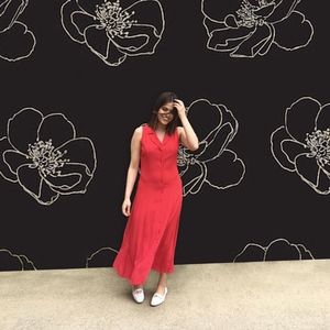 Vintage 1970's Sleeveless Red Polka Dot Maxi Dress